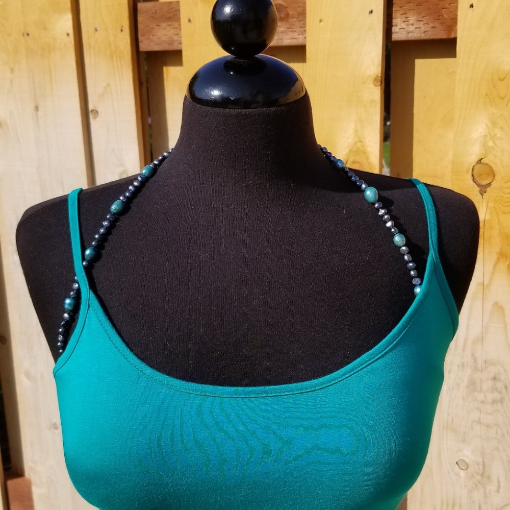 Blk Pearl Halter Bra Straps